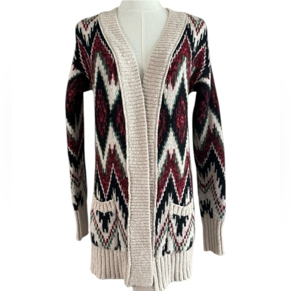 Mossimo Knit Cardigan Size Medium Open Front Argyle Vtg - Picture 1 of 9
